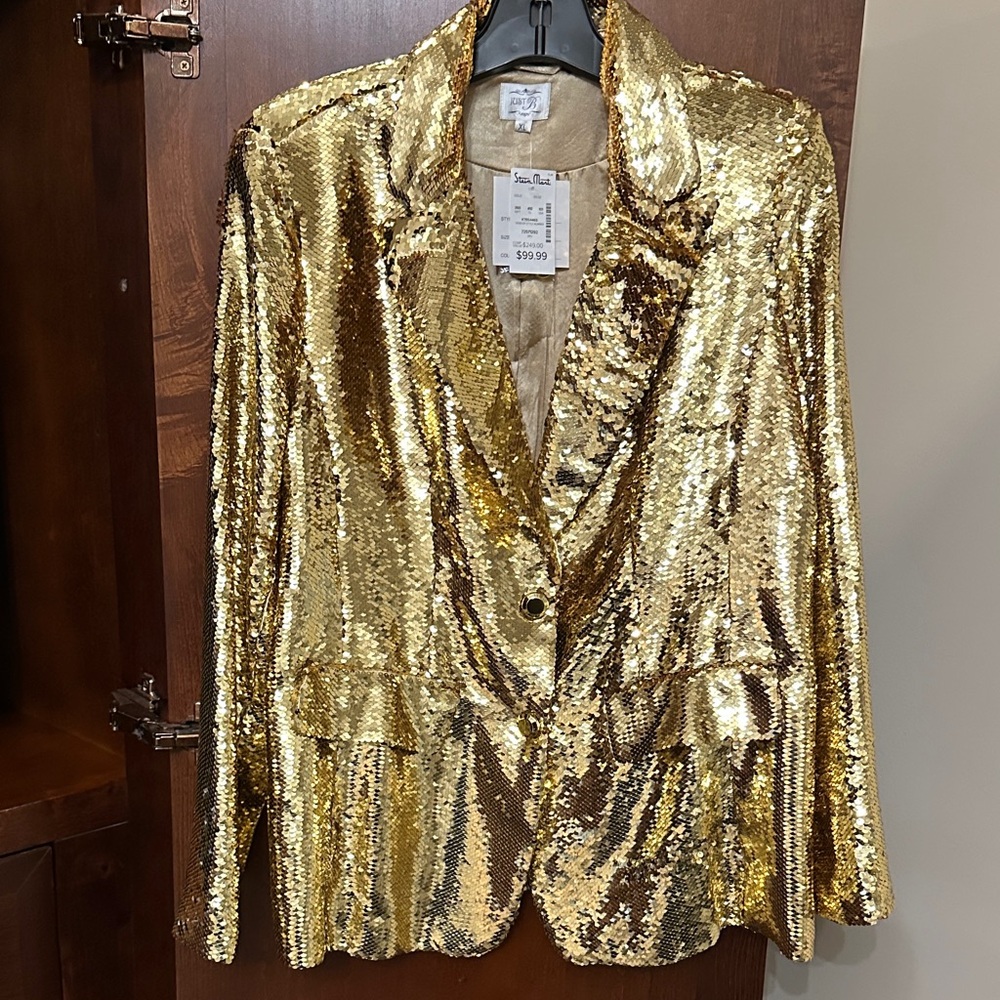 Just B Shimmering Gold Sequin Blazer